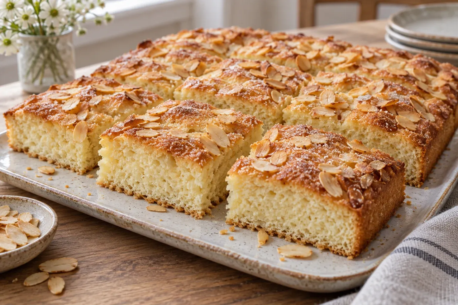 KI-Illustration: Butterkuchen mit Mandeln