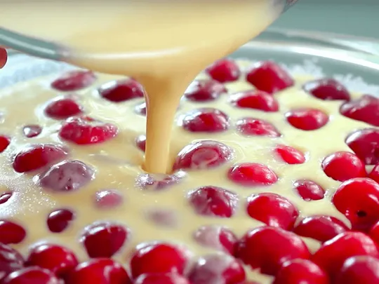 Schneller Kirschkuchen mit gegossenem Teig