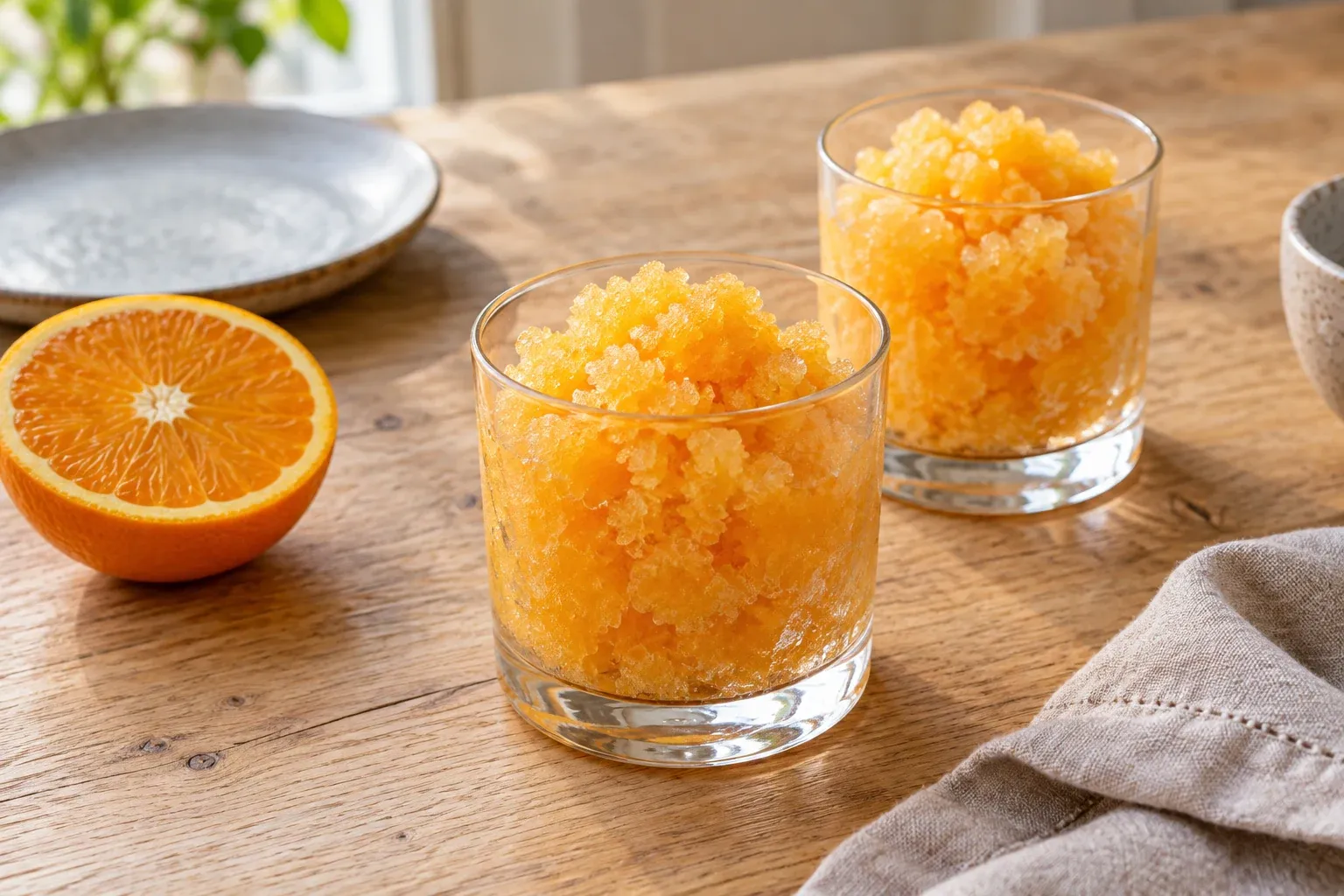 KI-Illustration: Orangen-Granita