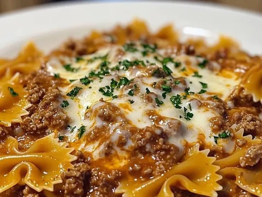 Cremige Rindfleisch-Farfalle in Parmesansauce